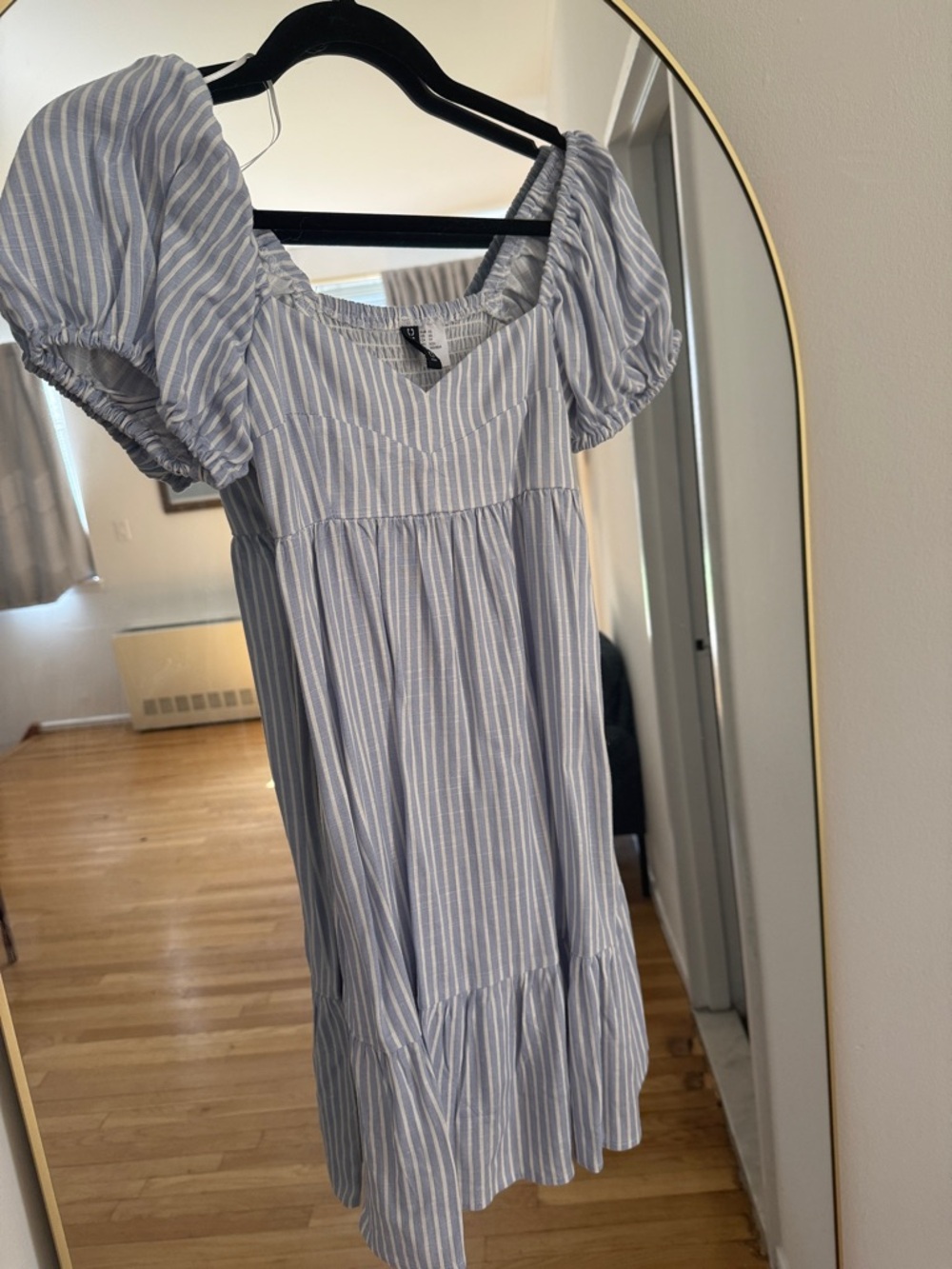 H&M Light Blue and White Striped Mini Dress